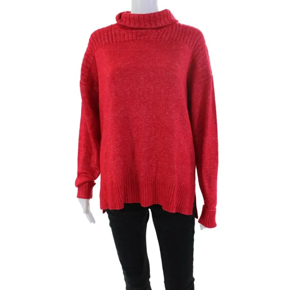 Renuar Womens Turtleneck Long Sleeve Pullover Sweater Top Berry Size M